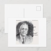 Carte Postale Beau Portrait De FDR & Citation De Crainte Elle-Mê (Devant / Derrière)