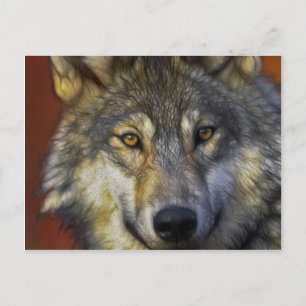 Carte Postale Beau portrait de loup gris artistique