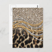 Carte Postale Beau Poster de animal tendance Leopard Faux (Devant / Derrière)