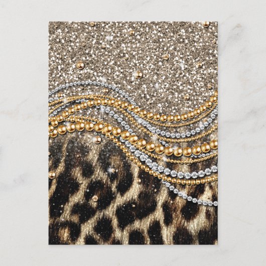 Carte Postale Beau Poster de animal tendance Leopard Faux (Devant)