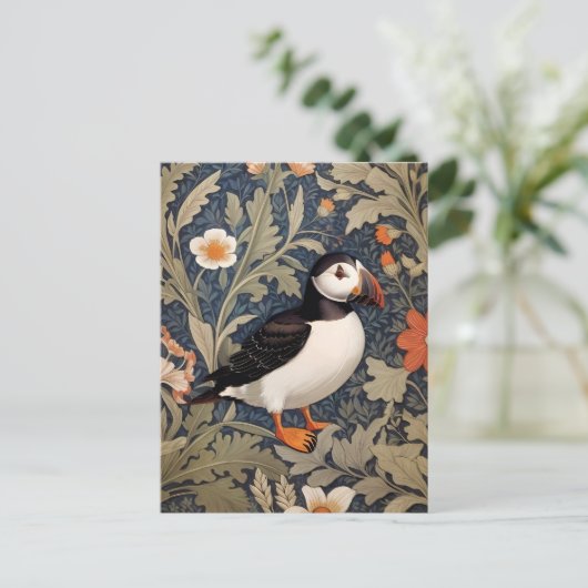 Carte Postale Beau Puffin William Morris Inspiré (Debout devant)