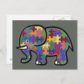 Carte Postale beau puzzle d'éléphant coloré (Devant / Derrière)