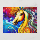 Carte Postale Beau Rainbow Horse Portrait (Devant)