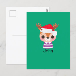 Carte Postale Beau Reindeer Noël Animal d'hiver