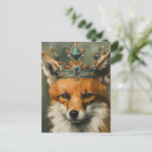 Carte Postale Beau Renard rouge dans une couronne (Debout devant)