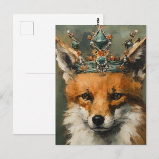 Carte Postale Beau Renard rouge dans une couronne (Devant / Derrière)