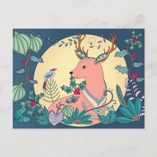 Carte Postale Beau renne de Noël (Devant)
