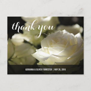 Carte Postale Beau romantique Rose blanche Mariage Merci