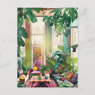 Carte Postale Beau Salon Plein de Plantes tropicaux