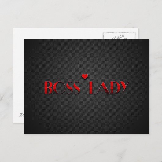 Carte Postale Beau texte de dame Boss Rouge avec carbone (Devant / Derrière)