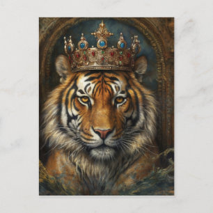 Carte Postale Beau tigre dans une couronne