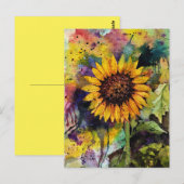 Carte Postale Beau Tournesol En Aquarelle (Devant / Derrière)