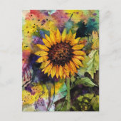 Carte Postale Beau Tournesol En Aquarelle (Devant)