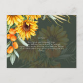 Carte Postale Beau tournesol rustique Pampas Mariage en herbe (Dos)
