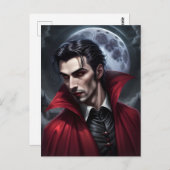 Carte Postale Beau Vampire portant Red Cape (Devant / Derrière)