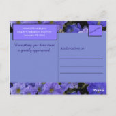 Carte Postale Beau Violet Bleu Petunias Merci (Dos)