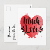 Carte Postale Beaucoup d'amour, Grand Cœur (Devant / Derrière)