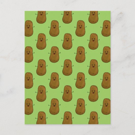 Carte Postale Beaucoup de pommes de terre heureuses (Devant)