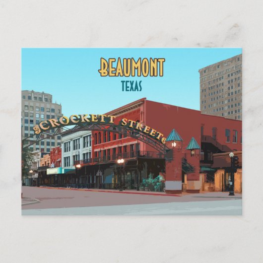 Carte Postale Beaumont Texas Downtown Crockett Street (Devant)