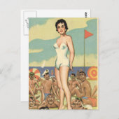 Carte Postale Beauté de baignade ! B.D. vintage (Devant / Derrière)