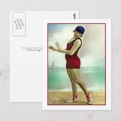 Carte Postale Beauté de bain dans un maillot de bain de canneber (Devant / Derrière)