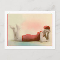 Beauté de bain en combinaison rouge orange