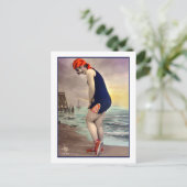 Carte Postale Beauté de bain en marine et orange (Debout devant)