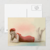 Carte Postale Beauté de bain en rouge Rose (Devant / Derrière)