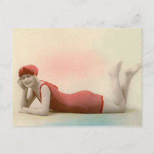 Carte Postale Beauté de bain en rouge Rose