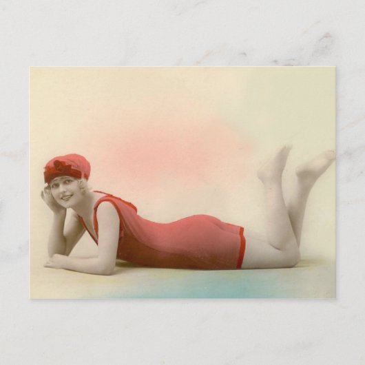 Carte Postale Beauté de bain en rouge Rose (Devant)