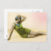 Carte Postale Beauté de bain en vert citron (Devant / Derrière)