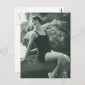 Carte Postale Beauté de bain !! Fille flapper mignonne des année (Devant / Derrière)