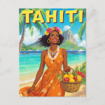 Beauté de la plage de Tahiti Art rétro
