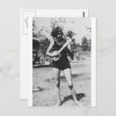 Carte Postale Beauté de maillot de bain de fille jouant les (Devant / Derrière)