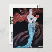 CARTE POSTALE BEAUTÉ ET PHOENIX, DESIGNER MODE COMPOSÉ ARTISTE (Devant / Derrière)