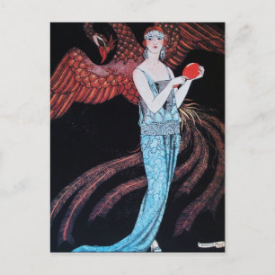 CARTE POSTALE BEAUTÉ ET PHOENIX, DESIGNER MODE COMPOSÉ ARTISTE
