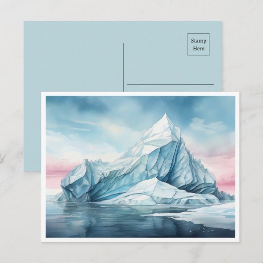 Carte Postale Beauté glaciaire, Aquarelle Iceberg (Devant / Derrière)