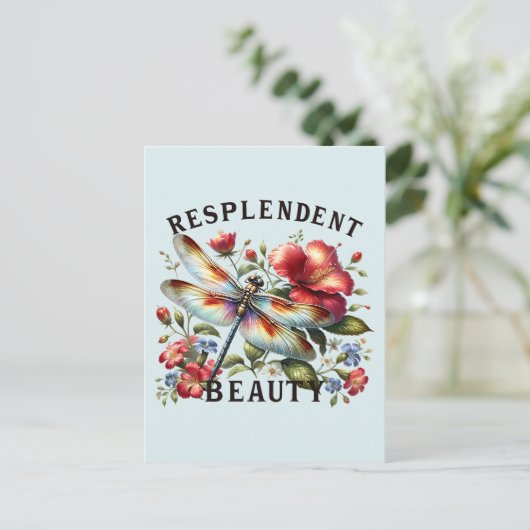 Carte Postale Beauté resplendissante - libellule artistique (Debout devant)