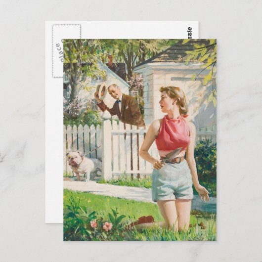 Carte Postale Beauté rétro 70 (Devant / Derrière)