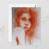 Carte Postale BEAUTÉ ROMANTIQUE / Portrait de femme en Sepia Bro (Devant / Derrière)