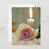 Carte Postale Beauté traitement-rose rose et bougie (Devant / Derrière)