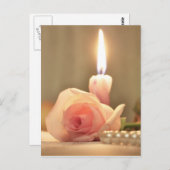 Carte Postale Beauté traitement-rose rose et bougie (Devant / Derrière)