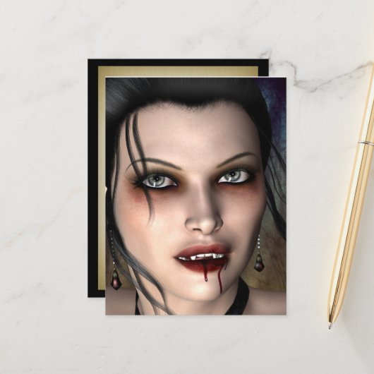 Carte postale Beauté Vampire foncé (Devant/Arrière en situation)