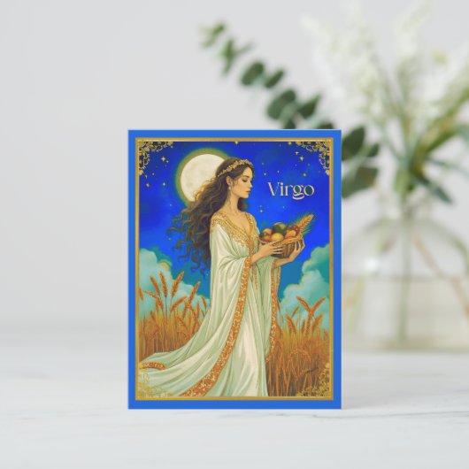 Carte Postale Beauté Vierge du Zodiaque sous un ciel nocturne (Debout devant)