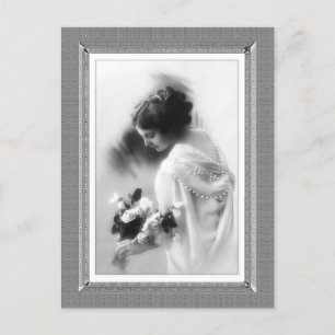 Carte Postale Beauté vintage - Bouquet - en noir et blanc