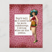 Carte Postale Beauté Vintage Buvant du Vin Citation Drôle (Devant)