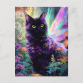 Carte Postale Beautiful Black Cat With Fairy Wings (Devant)