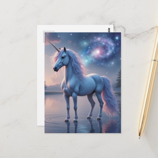 Carte Postale Beautiful Fantasy Unicorn (Devant/Arrière en situation)