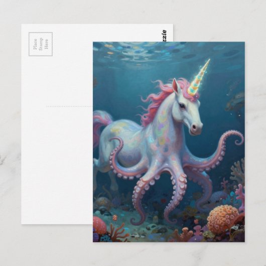 Carte Postale Beautiful Fantasy Unicorn Octopus (Devant / Derrière)