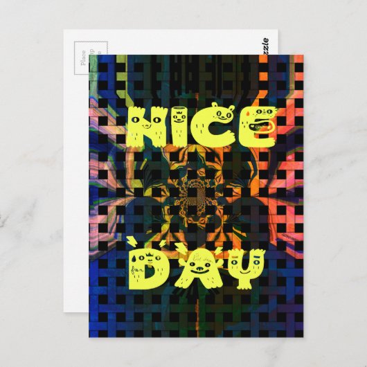 Carte Postale Beautiful have a Nice Day Text Print vecteur (Devant / Derrière)